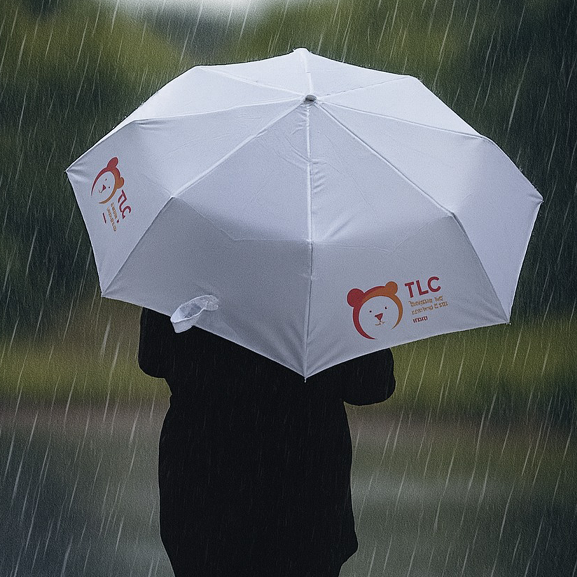 White Folding Umbrella with Cover